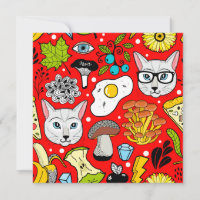 Chat et oeuf sur le rouge