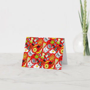 Cartes Pour Fêtes Annuelles Chat et oeuf sur le rouge