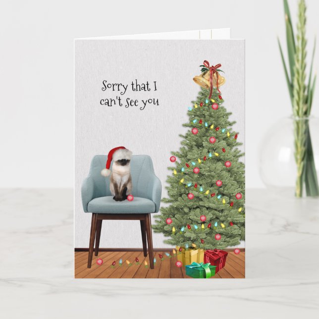 Cartes Pour Fêtes Annuelles Chat et sapin de Noël (Devant)