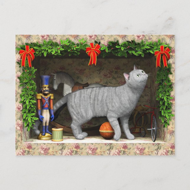 Cartes Pour Fêtes Annuelles Chat et trucs de Noël (Devant)