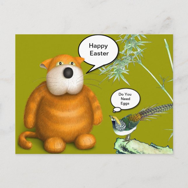Cartes Pour Fêtes Annuelles Chat gras de Pâques orange (Devant)