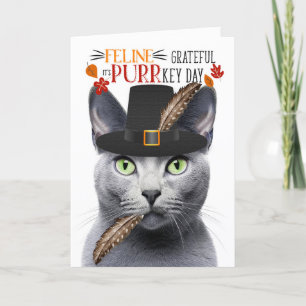 Cartes Pour Fêtes Annuelles Chat gris bleu russe gracieux pour la journée PURR