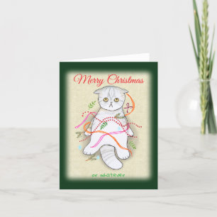 Cartes Pour Fêtes Annuelles Chat gris tabby Scottish Fold Grincheux contrarié