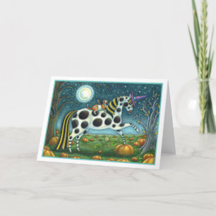 Cartes Pour Fêtes Annuelles CHAT HALLOWEEN PONY ET BAT CHAT Imaginaire Cheval