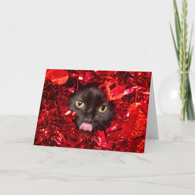 Cartes Pour Fêtes Annuelles Chat Heureuse Sainte-Valentin Cute Avec Langue (Devant)