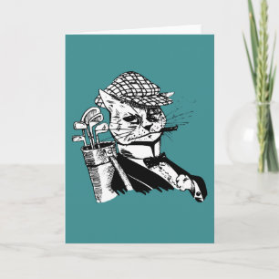 Cartes Pour Fêtes Annuelles chat jouant au golf drôle