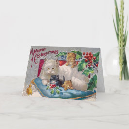 Cartes Pour Fêtes Annuelles Chat Kitty vintage Joyeux Noël Personnalisez-Le 2