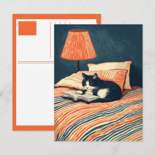 Cartes Pour Fêtes Annuelles chat lisant