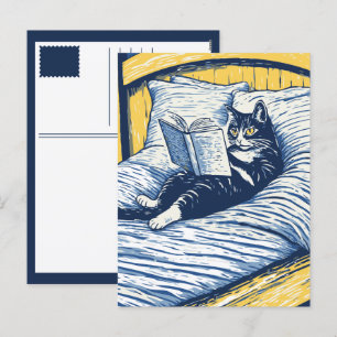 Cartes Pour Fêtes Annuelles chat lisant