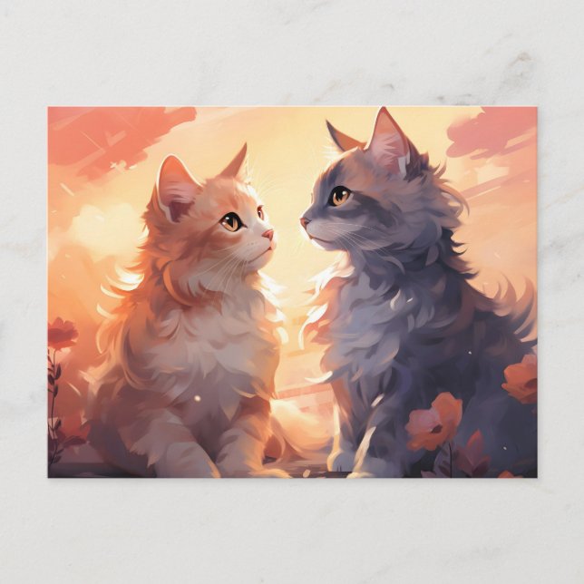 Cartes Pour Fêtes Annuelles Chat Love Romance Aquarelle Whispers (Devant)