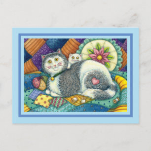 CARTES POUR FÊTES ANNUELLES CHAT MÈRE & CUISINE, QUILTS EN PATCHWORK, PINCUSHI