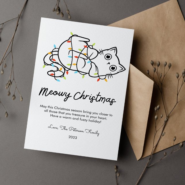 Cartes Pour Fêtes Annuelles Chat mignon et lumières Amoureux des animaux Noël  (Créateur téléchargé)