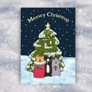 Cartes Pour Fêtes Annuelles Chat mignon Noël Chanteurs Carol Appartement non p