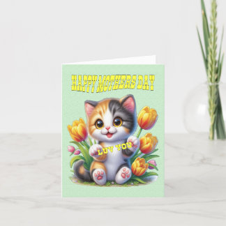 Cartes Pour Fêtes Annuelles Chat mignon souriant souhaitant une bonne fête des