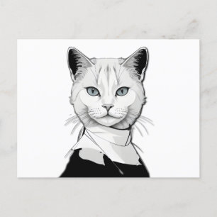 Cartes Pour Fêtes Annuelles Chat mystique noir et blanc de Salem