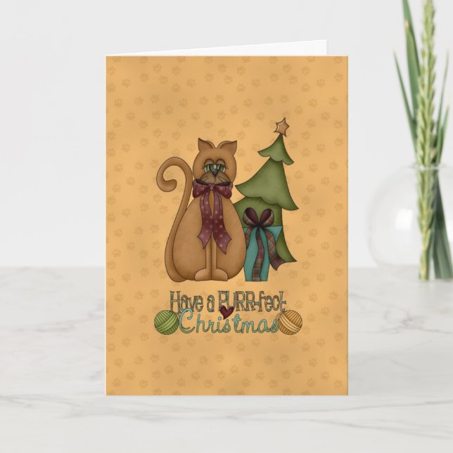 Cartes Pour Fêtes Annuelles Chat - Noël de Purrfect (Devant)