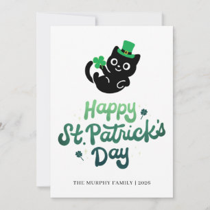 Cartes Pour Fêtes Annuelles Chat noir chanceux trèfle Photo St. Patrick