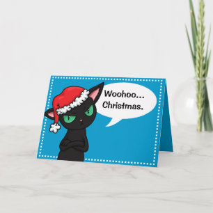 Cartes Pour Fêtes Annuelles Chat noir de Noël sans enthousiasme