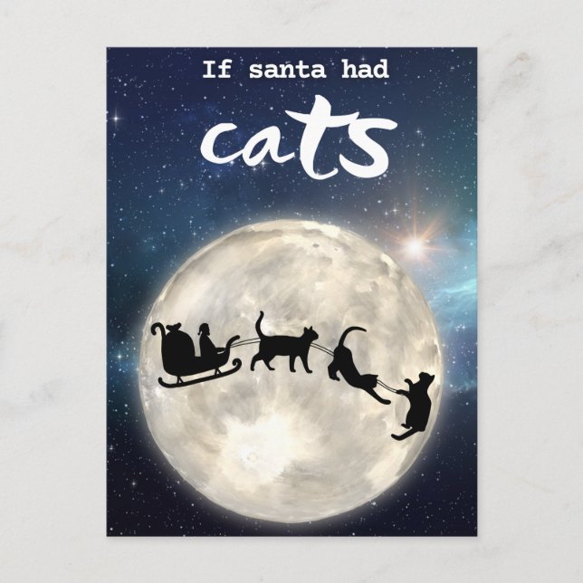 Cartes Pour Fêtes Annuelles Chat noir drôle Père Noël Noël (Devant)