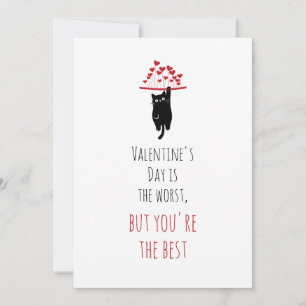 Cartes Pour Fêtes Annuelles Chat Noir Drôle qui Traîne Anti Saint-Valentin