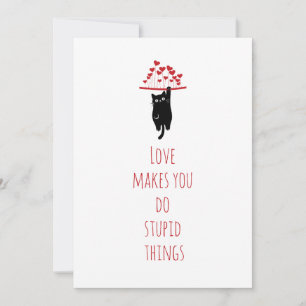 Cartes Pour Fêtes Annuelles Chat Noir Drôle qui traîne Anti Saint-Valentin