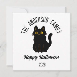Cartes Pour Fêtes Annuelles Chat noir effrayant Halloween nom personnalisé