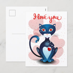 Cartes Pour Fêtes Annuelles Chat noir en amour