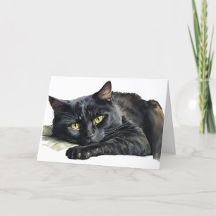 Cartes Pour Fêtes Annuelles Chat noir Halloween à l'aquarelle