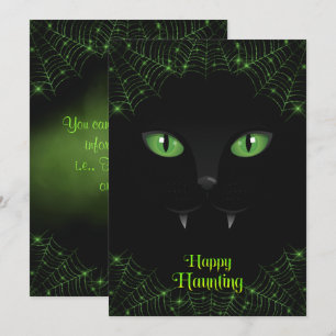 Cartes Pour Fêtes Annuelles Chat noir Halloween Toiles Vertes