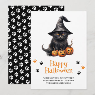 Cartes Pour Fêtes Annuelles Chat noir mignon Citrouilles heureux Halloween