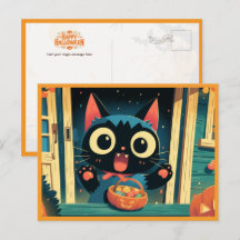 Chat noir mignon ou traiter Halloween