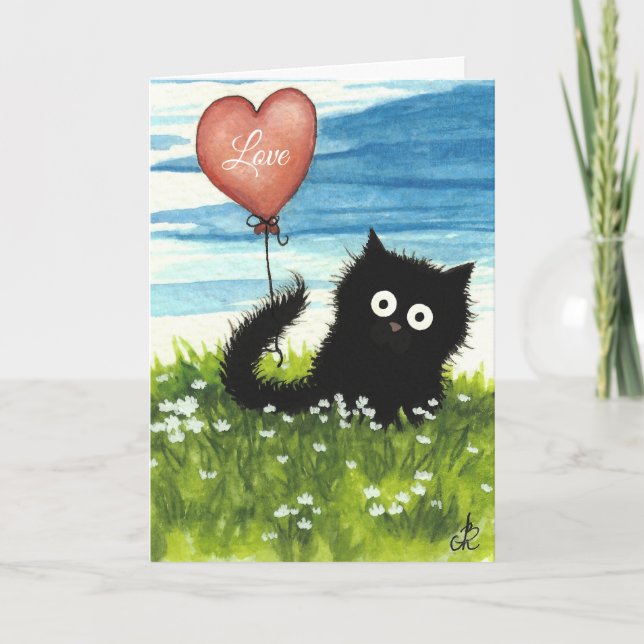 Cartes Pour Fêtes Annuelles Chat noir Valentine Love par Bihrle (Devant)