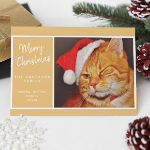 Cartes Pour Fêtes Annuelles Chat orange drôle Joyeux Noël avec chapeau de Père
