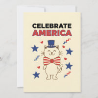 Chat patriotique joyeux quatrième indépendance des