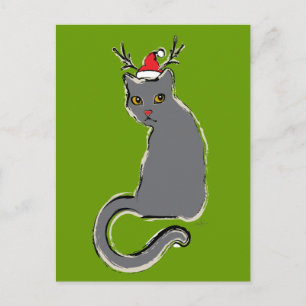 Cartes Pour Fêtes Annuelles Chat Père Noël de Noël à nez rouge