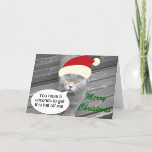 Cartes Pour Fêtes Annuelles Chat Père Noël en colère