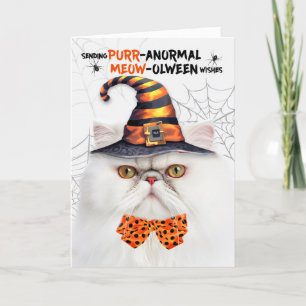 Cartes Pour Fêtes Annuelles Chat persan blanc PURRanormal MEOWolween