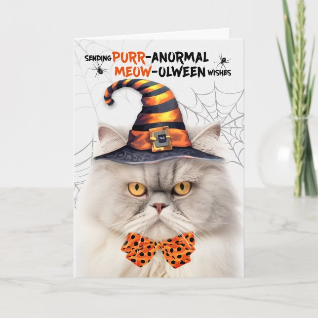 Cartes Pour Fêtes Annuelles Chat persan crémeux PURRanormal MEOWolween (Devant)