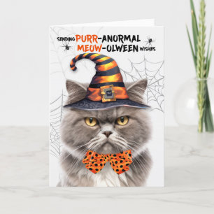 Cartes Pour Fêtes Annuelles Chat persan gris PURRanormal MEOWolween