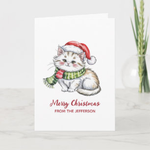 Cartes Pour Fêtes Annuelles Chat personnalisé avec un chapeau de Père Noël Noë