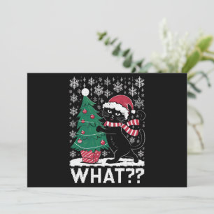 Cartes Pour Fêtes Annuelles Chat quoi drôle chat noir poussant l'arbre de Noël