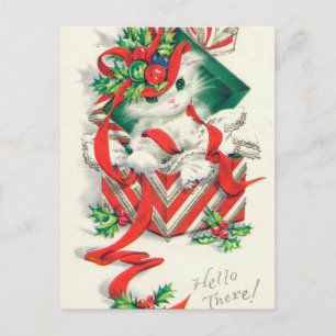 Cartes Pour Fêtes Annuelles Chat rétro vintage Noël