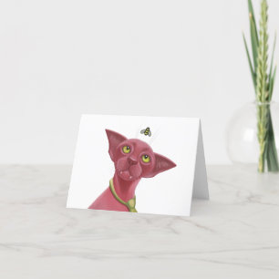 Cartes Pour Fêtes Annuelles Chat rose