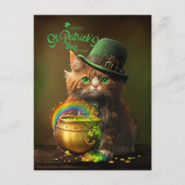 Cartes Pour Fêtes Annuelles Chat rouge gras dans un casquette de bowler