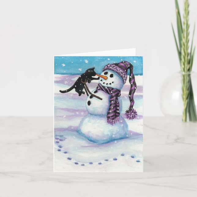 Cartes Pour Fêtes Annuelles Chat Snowman Kitty par BiHrLe Card (Devant)