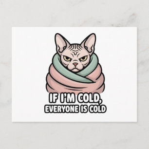 Cartes Pour Fêtes Annuelles Chat Sphynx Grincheux Art Cartoonique Humour Froid