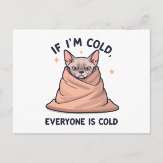 Cartes Pour Fêtes Annuelles Chat Sphynx Grincheux Art Cartoonique Humour Froid