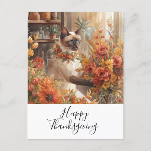Cartes Pour Fêtes Annuelles Chat Thanksgiving Automne thème pour les Amoureux