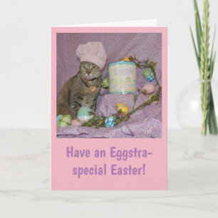 Cartes Pour Fêtes Annuelles Chat tigré peignant des oeufs de pâques