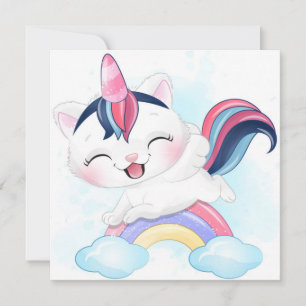 Cartes Pour Fêtes Annuelles Chat Unicorn